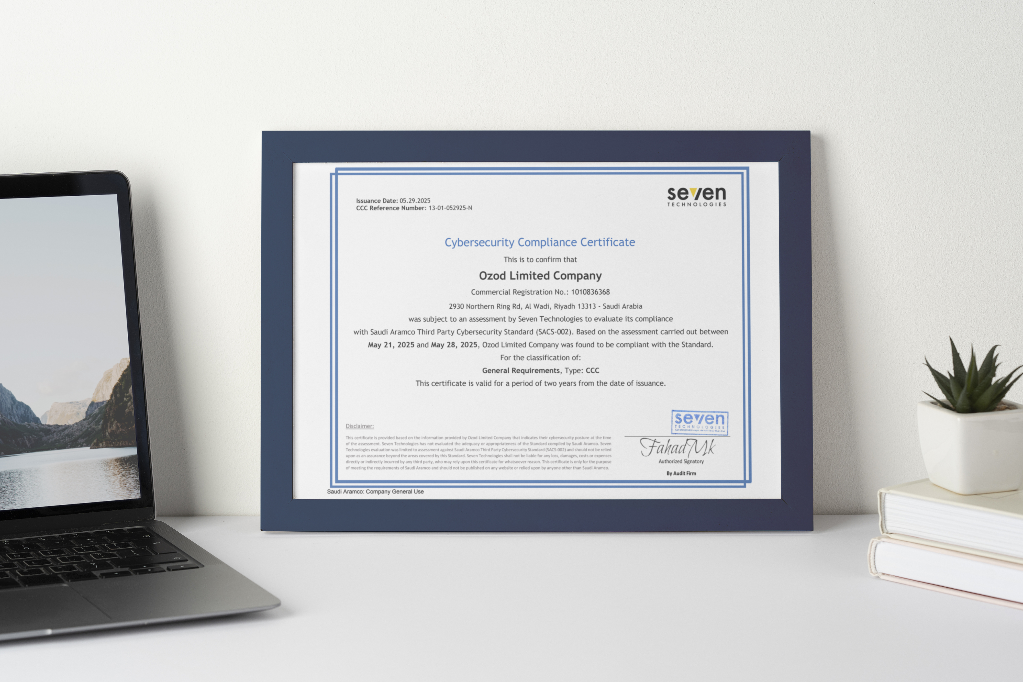 Cybersecurity Compliance Certificate
